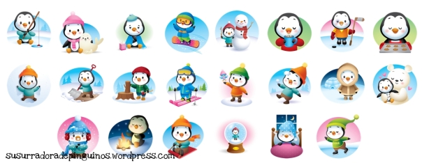 stickers pingüinos invierno